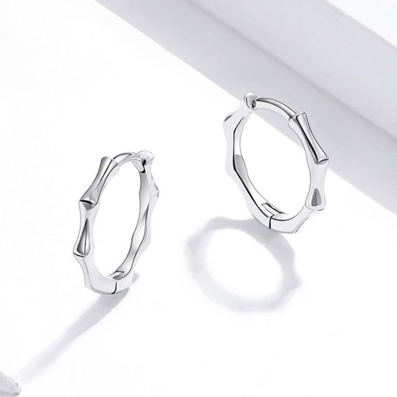 Jewelry - 💛 925 Silver Plated Classy Hoop Bamboo Earrings for Women, MLNN1228